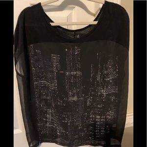 Sheer top with cap sleeves